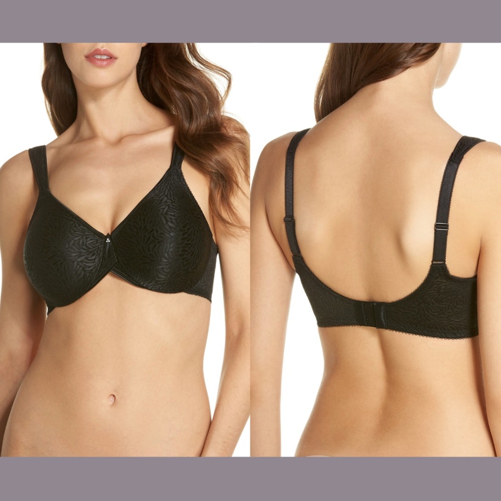 NWT Wacoal [SZ 32DDD ] Jacquard Underwire Contour Bra in Black‎